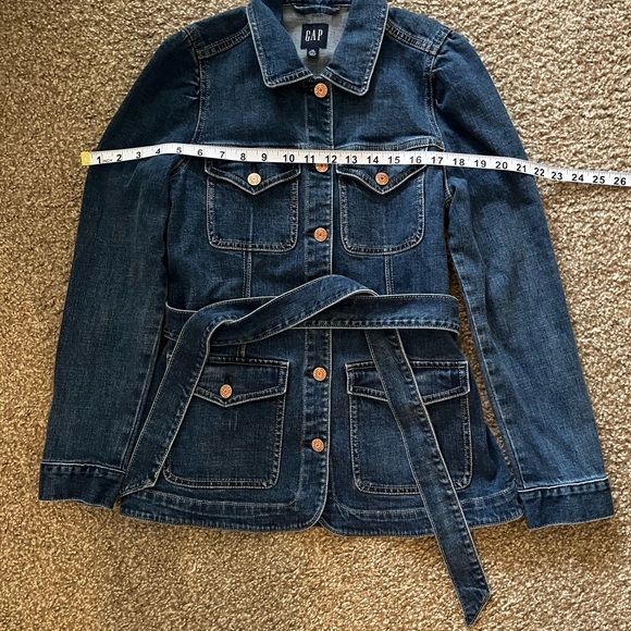 GAP Women's Dark Blue Belted Denim Jacket - Picture 7 of 10